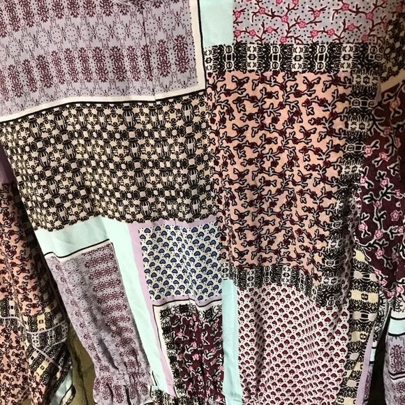 Jessica Simpson shortall jumpsuit SZ small purple pink patchwork ruffle 1pc - Picture 6 of 7